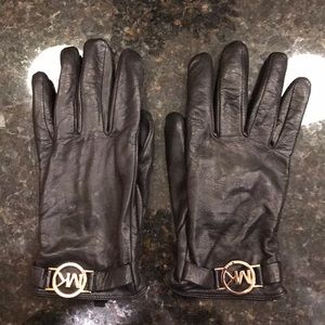 Michael Kors black leather gloves